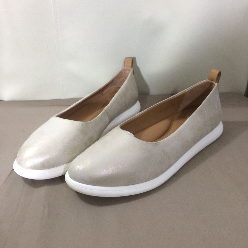 NEW Kenneth Cole Gentle Souls Bella Leather Flats Slip On Metallic Size 11